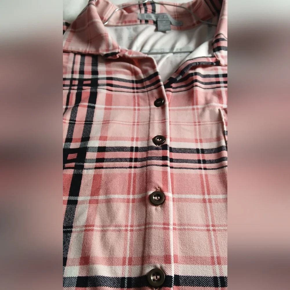 Plaid Button Down Shirt - Pink and Black - Picture 6 of 7